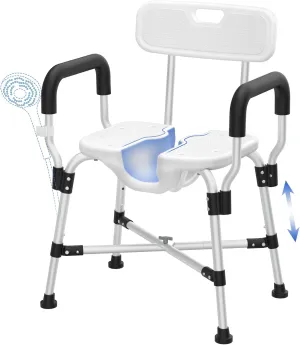 U-Shaped Shower Chair Seat, 500lbs Shower Seat for Bathtub with Padded Armrests & Back, Adjustable Bath Chair with Reinforced Crossbar, Anti-Slip Shower Seats for Adults,Elderly,Disabled