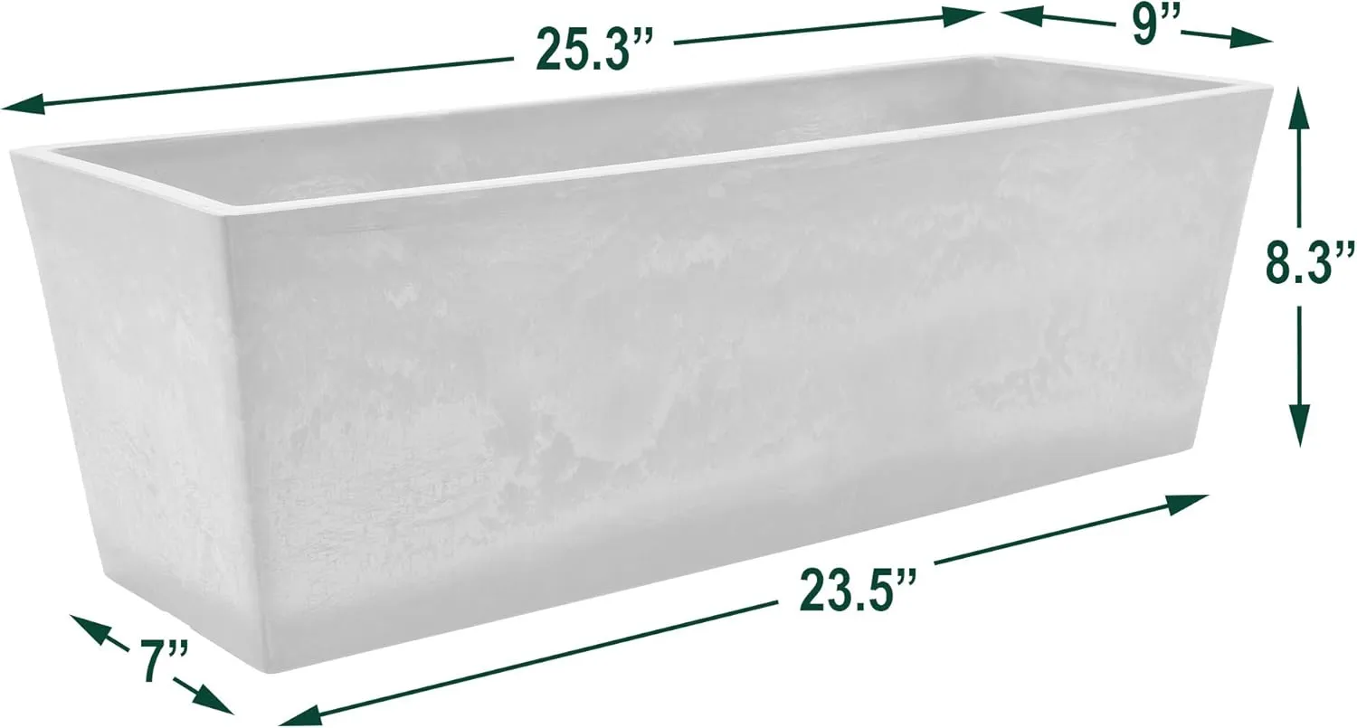 U65CT Simplicity Window Box, 25.5" x 9, Cement