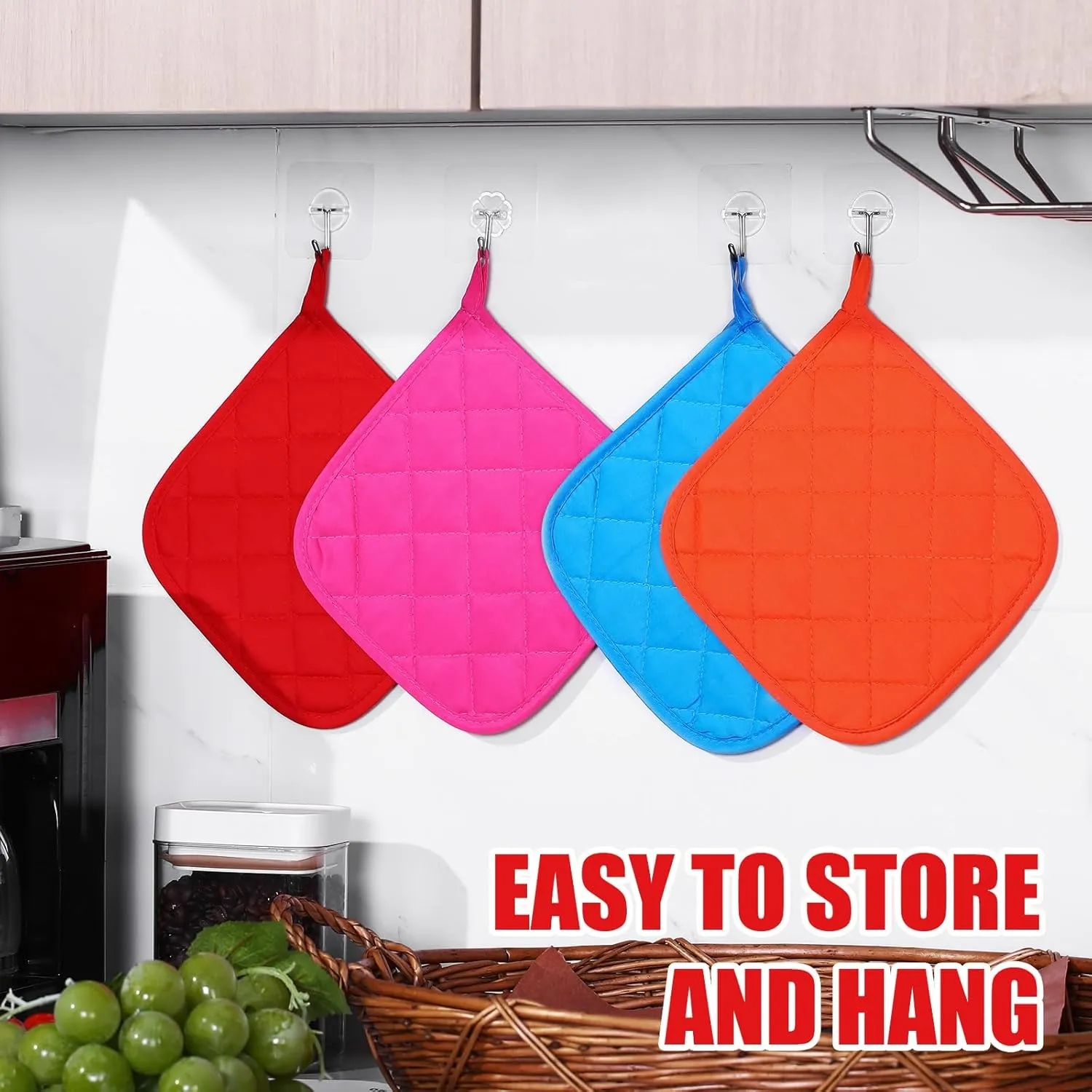 Uiifan 30 Pieces Cotton Pot Holders for Kitchen Washable Heat Resistant Potholders Oven Hot Pads for Cooking and Baking, 7.87 x 7.87 x 0.2 Inch(Multicolor)