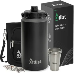 Ultra-Tough 1 Gallon Water Bottle Insulated Leakproof Jug with 3 Stacking Pint Cups for Hiking, Camping, Sports & Outdoor Adventures