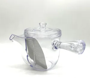 Unbreakable Transparent Kyusu with Noguchi Kumataro Tea Garden Logo, 520ml(17.5 fl oz) Large Capacity Type, Japanese Teapot with Stainless Fine Mesh Filter, Made in Japan, Dishwasher Safe, Bleach Safe