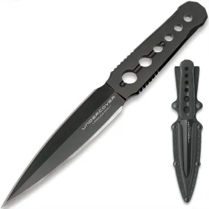 Undercover CIA Stinger Boot Knife | 3 7/8” 3Cr13 Stainless Steel Blade | Black Oxide Coating | Injection Molded Nylon Sheath | Removable Boot Clip | 7 1/8" Overall