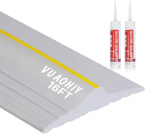 Universal Garage Door Bottom Threshold Seal Rubber Strip with Adhesives, DIY Weatherproof Weather Stripping Replacement (16FT, Gray)
