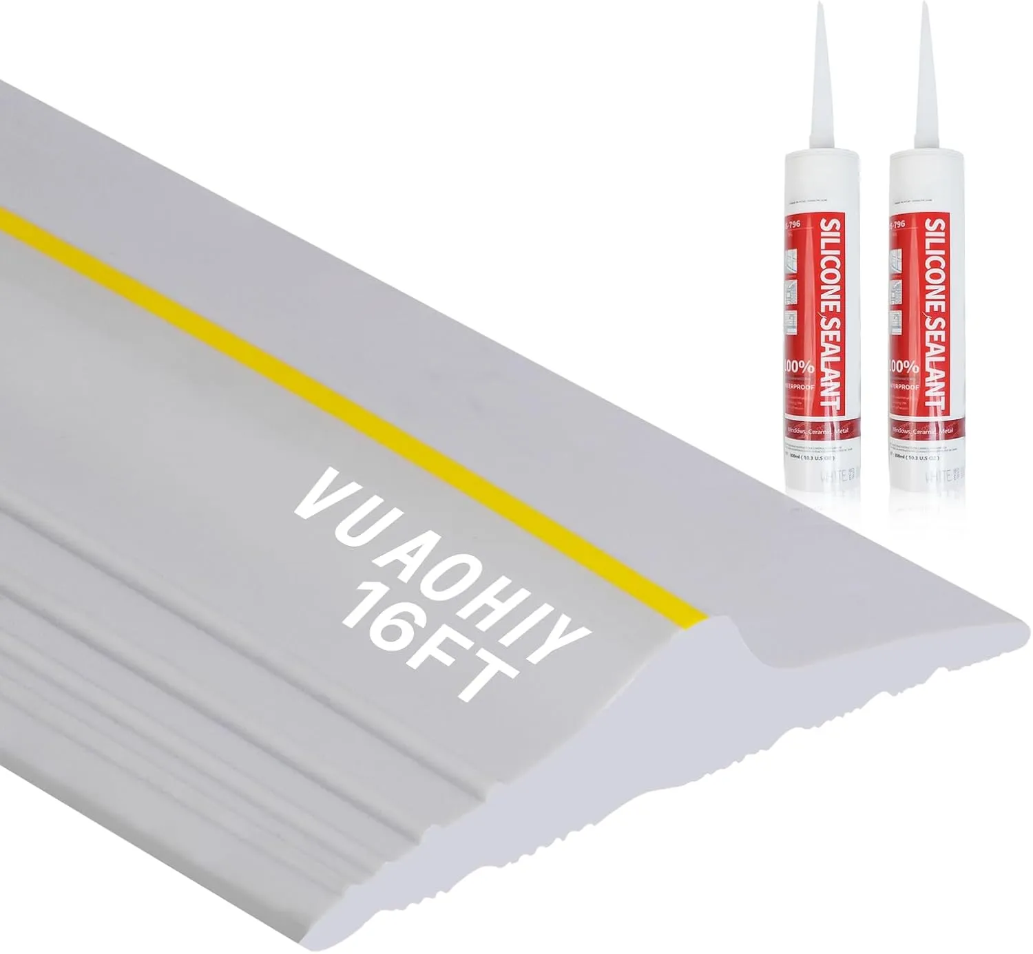 Universal Garage Door Bottom Threshold Seal Rubber Strip with Adhesives, DIY Weatherproof Weather Stripping Replacement (16FT, Gray)