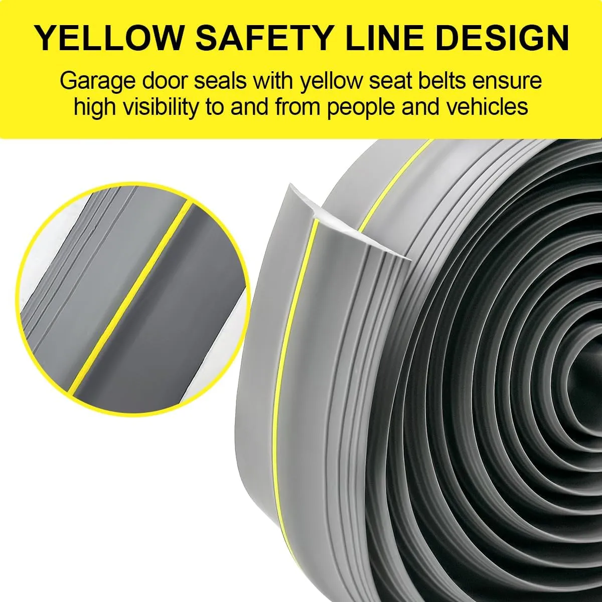 Universal Garage Door Bottom Threshold Seal Rubber Strip with Adhesives, DIY Weatherproof Weather Stripping Replacement (16FT, Gray)