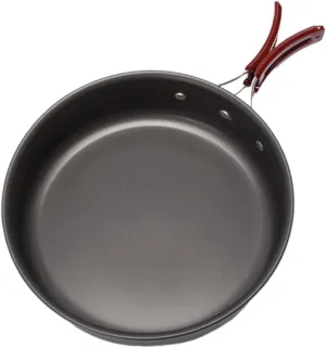 Unomor Outdoor Camping Frying Pan Portable Non Coated Cooking Ware for Picnic and Family Handle for Frying Eggs Sandwiches Pancakes and Omelets Black