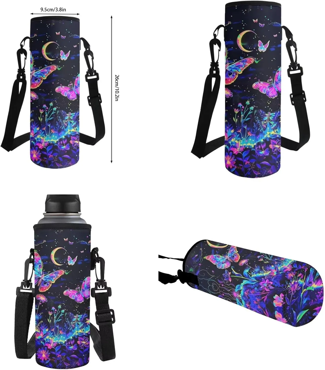 Upetstory Butterfly Backpack for Girls School Bag Set with Lunch Bag Kids Pencil Purse Middle School Bookbag Elementary Kindergarten Preschool Schoolbag Water Bottle Pouch Daypack Rucksack