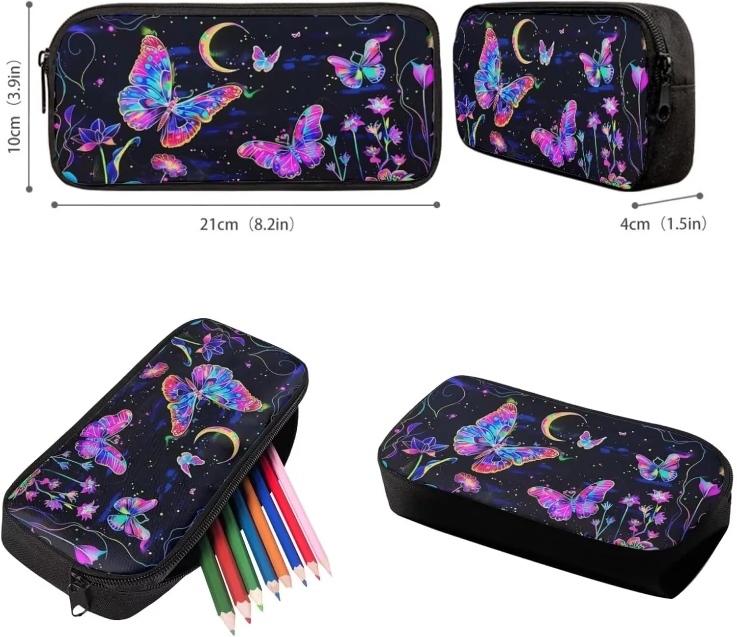 Upetstory Butterfly Backpack for Girls School Bag Set with Lunch Bag Kids Pencil Purse Middle School Bookbag Elementary Kindergarten Preschool Schoolbag Water Bottle Pouch Daypack Rucksack