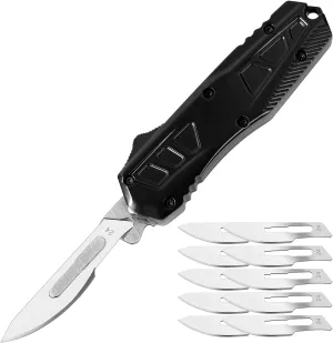 Utility Knife, Retractable Box Cutter, Aluminum Alloy Shell Pocket knives, Small Scalpel Knife, EDC Knife, 10 Extra Carbon Steel Replacement Blades #24, Great Gift for Men Women
