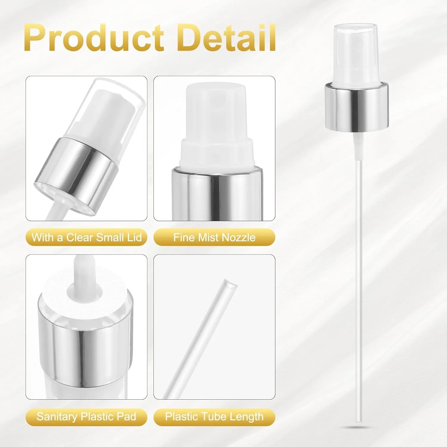 uxcell 12 Pcs Silver White Spray Top, 24/410 Fine Mist Sprayer Reusable Replacement Spray Bottle Pump Plastic Top for Essential Oil Hair and Body Sprays Bottle