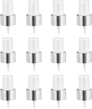 uxcell 12 Pcs Silver White Spray Top, 24/410 Fine Mist Sprayer Reusable Replacement Spray Bottle Pump Plastic Top for Essential Oil Hair and Body Sprays Bottle