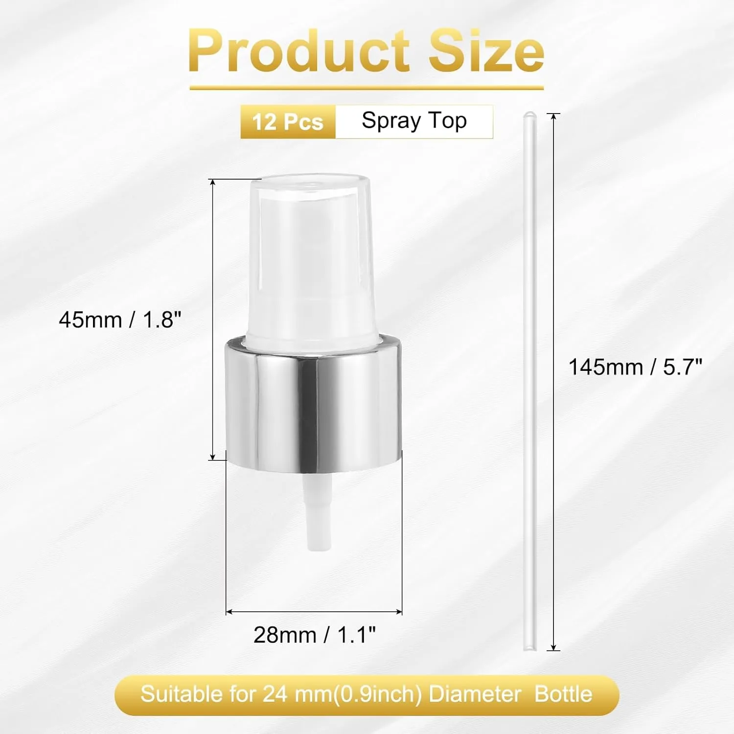uxcell 12 Pcs Silver White Spray Top, 24/410 Fine Mist Sprayer Reusable Replacement Spray Bottle Pump Plastic Top for Essential Oil Hair and Body Sprays Bottle
