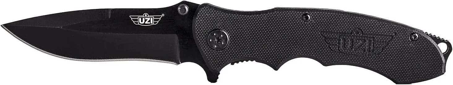 UZI UZK-FDR-006 Responder VI Folding Knife with Partially Serrated Stainless Steel Blade/Metal Pocket Clip and G10 Handle, Black