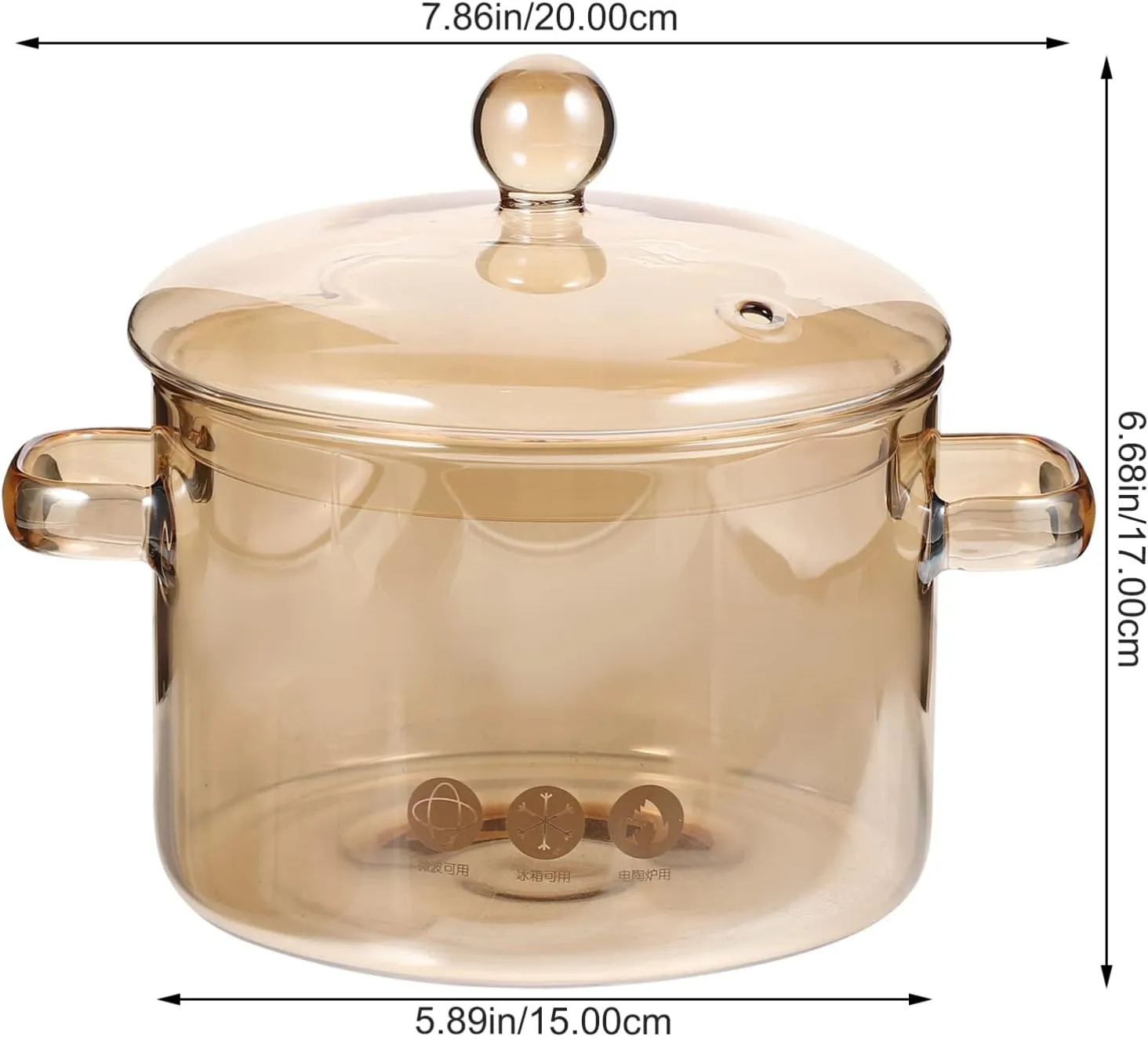 Vaguelly High Borosilicate Glass Stew Pot with Lid Heat-resistant Kitchen Cookware Double Ear Noodle Pot for Soup Instant Noodles and More Capacity for Home Cooking and Gatherings