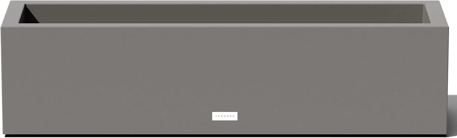 Veradek Block Series Window Box Planter - Rectangular Flower Pot for Indoor or Outdoor Window Sill/Balcony | All-Weather Use with Drainage Holes | Modern Décor for Succulents, Herbs, Small Plants