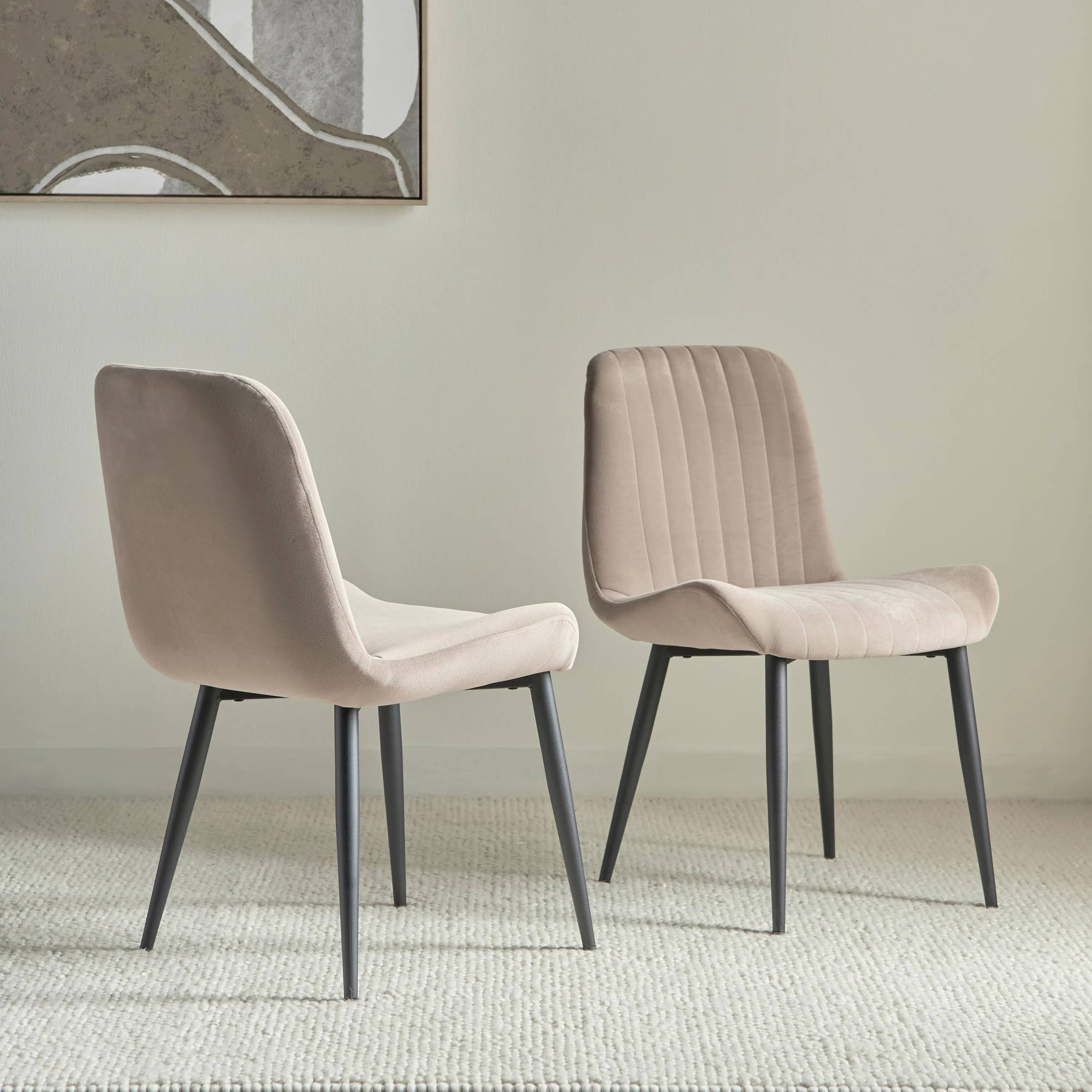 Versa Chair (Set of 2) Velvet Blue Fabric - Leg Black Metal