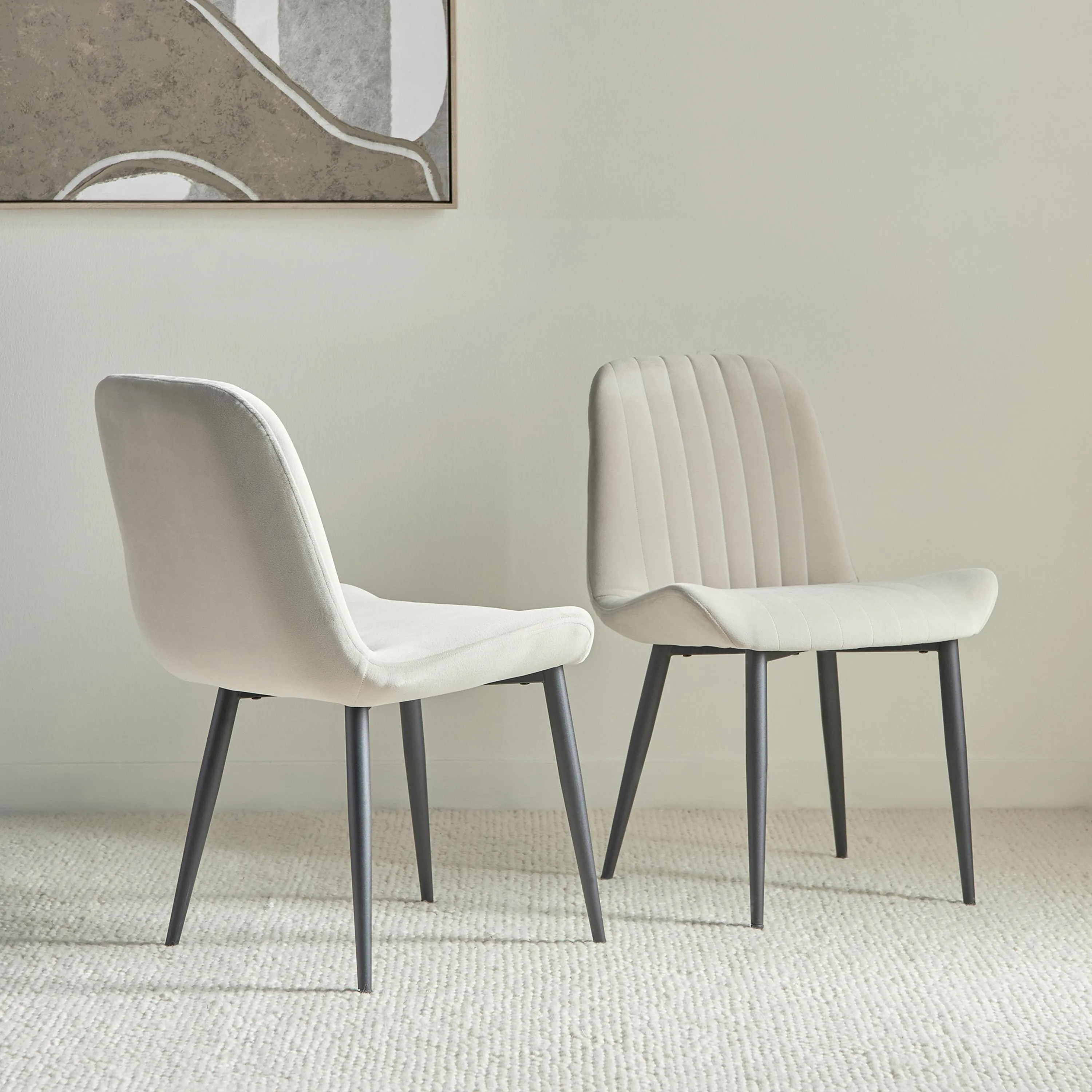Versa Chair (Set of 2) Velvet Blue Fabric - Leg Black Metal