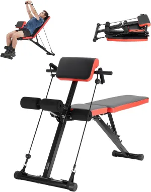 VEVOR Multi-Functional Weight Bench for Full Body Workout, Roman Chair Hyperextension Bench, 770 lbs Adjustable & Foldable Equipment for Back Arm Core Ab Workout, Sit Up Exercise Machine for Home Gym