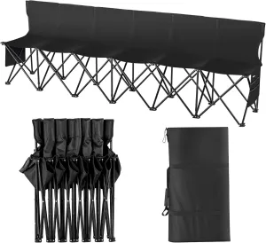 VEVOR Portable Folding Bench, 6 Seats Foldable Sideline Bench, Outdoor Camping Bench Chair with Carry Bag & Backrest, Team Sport Sideline Bench for Football Fishing, 6 Seats, 8seats
