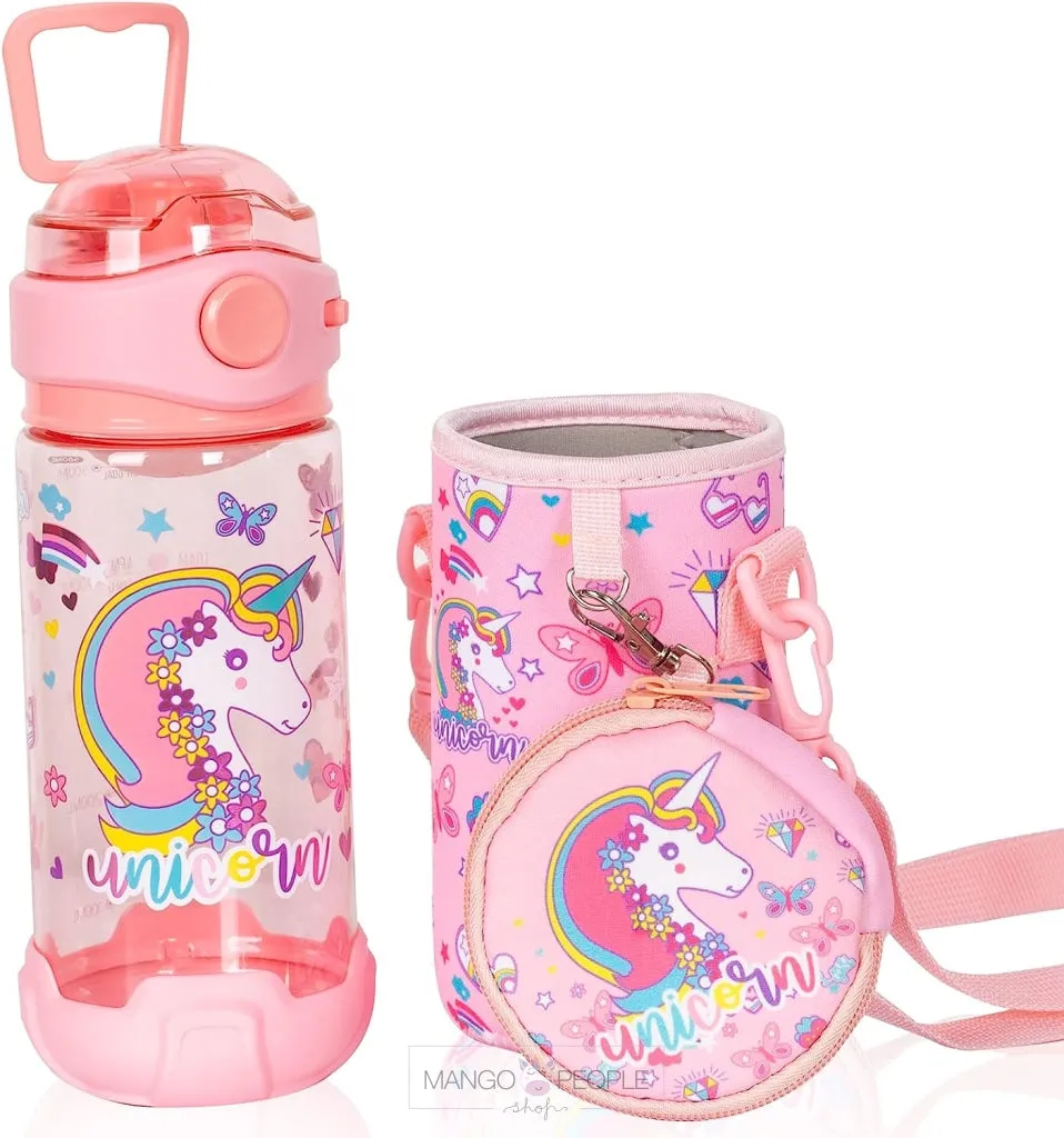 Vibrant Colored Water Bottle with Lanyard/Sleeve for School Kids -580ml