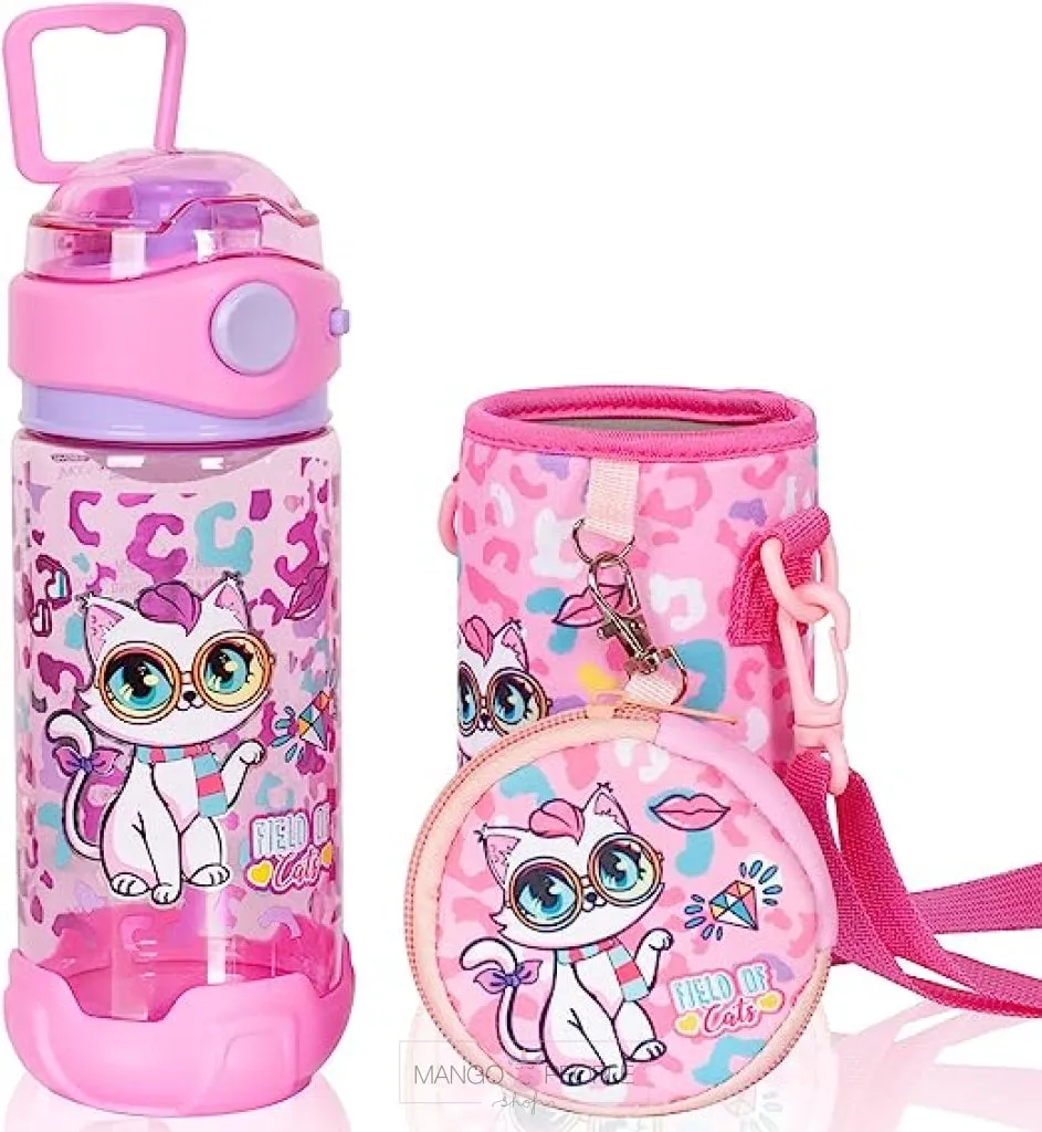 Vibrant Colored Water Bottle with Lanyard/Sleeve for School Kids -580ml