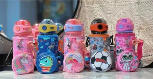 Vibrant Colored Water Bottle with Lanyard/Sleeve for School Kids -580ml