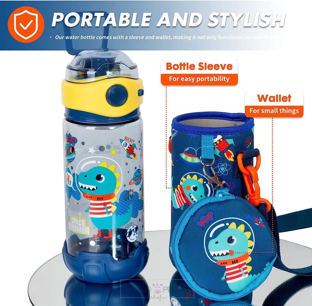 Vibrant Colored Water Bottle with Lanyard/Sleeve for School Kids -580ml