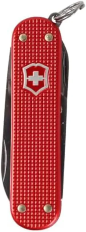 Victorinox Classic SD Alox Swiss Army Knife, Compact, 5 Functions, Swiss Made Pocket Knife with Small Blade, Screwdriver and Key Ring - Sweet Berry (Red)