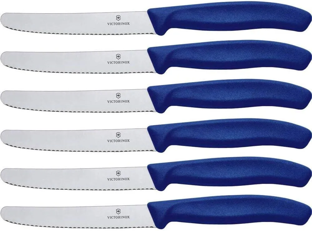 Victorinox Swiss Classic Tomato and Table Set, 6 Pieces Paring Knife, Set of 6, Blue (6.7832.6)