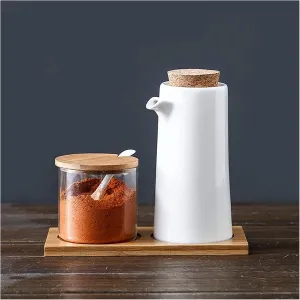 Vinegar Bottle Anti-Leakage, Ceramic Soy Pourer Liquid Dispenser Condiment Dispenser - Oil Bottle for & Storing Liquids (M) ()