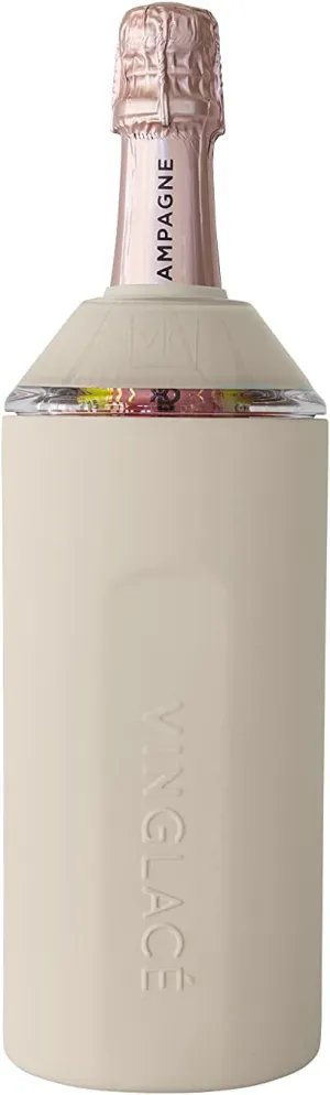 Vinglacé Wine Bottle Chiller- Portable Champagne Insulator- Stainless Steel Wine Cooler Sleeve, Sand