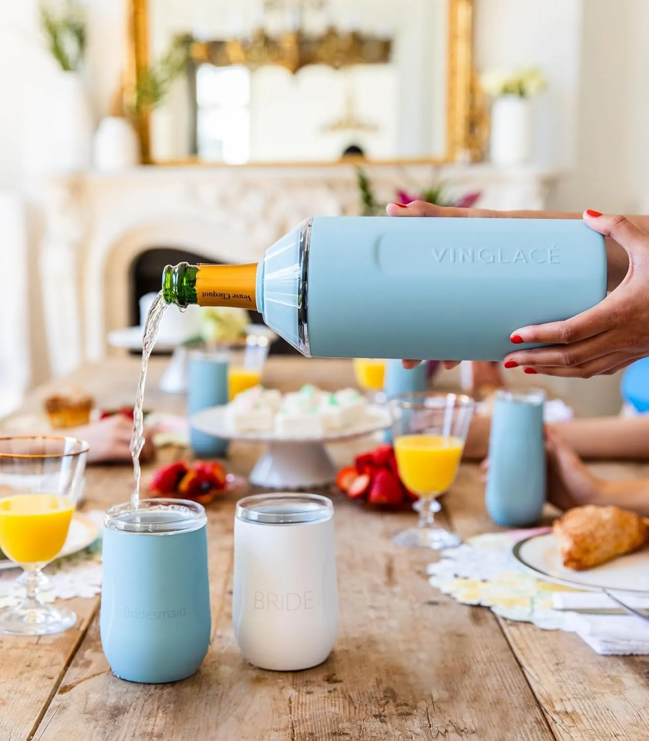 Vinglacé Wine Bottle Chiller- Portable Champagne Insulator- Stainless Steel Wine Cooler Sleeve, Sand
