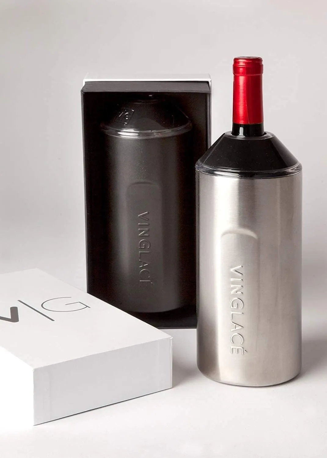 Vinglacé Wine Bottle Chiller- Portable Champagne Insulator- Stainless Steel Wine Cooler Sleeve, Sand