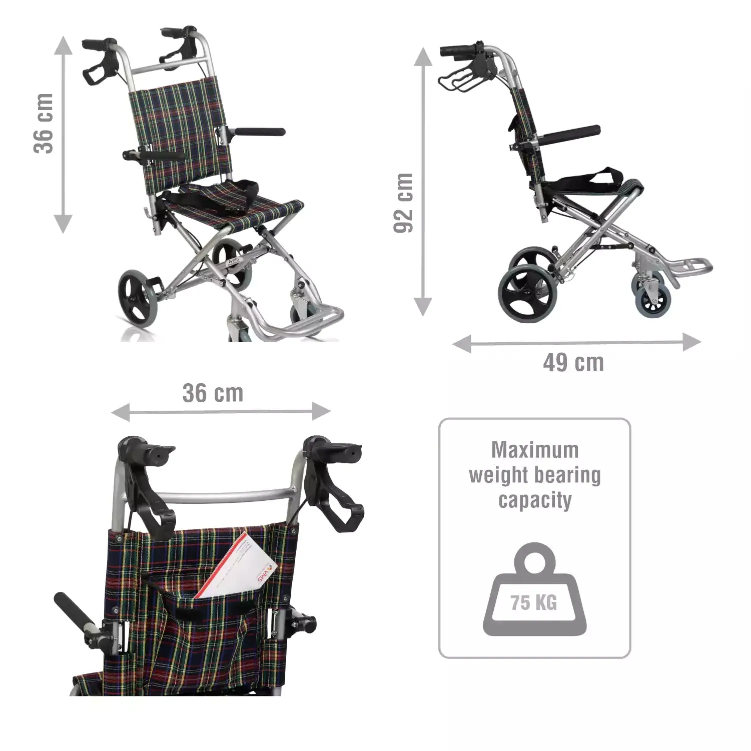 VMS Careline Foldable Transit Wheelchair TRIP
