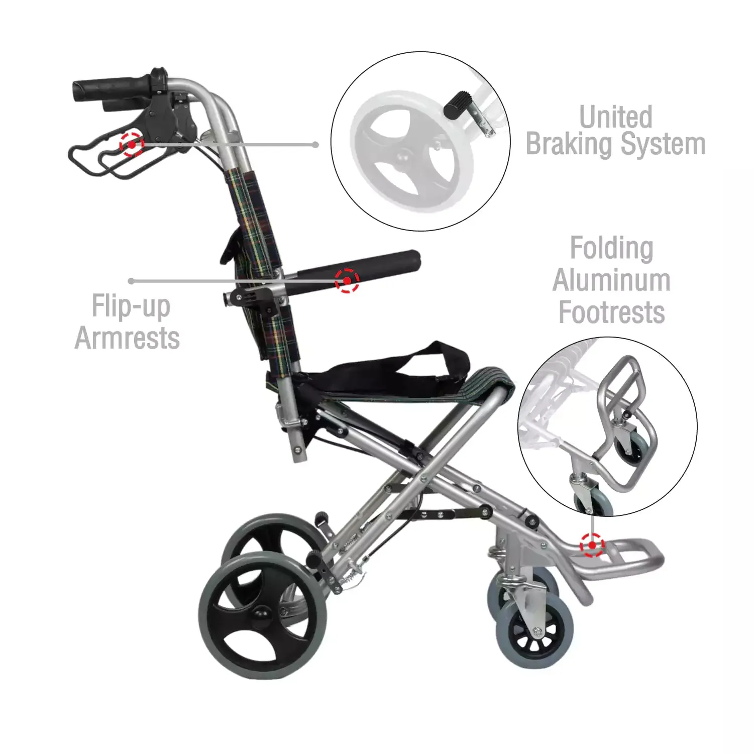 VMS Careline Foldable Transit Wheelchair TRIP