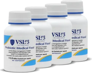 VSL #3® Probiotics for Digestive Health, IBS & UC Symptoms - 112.5B CFUs, High-Potency, Multi-Strain, Live, Refrigerated Probiotic, Medical Food for Gut Health Support in Men & Women, 240 Capsules