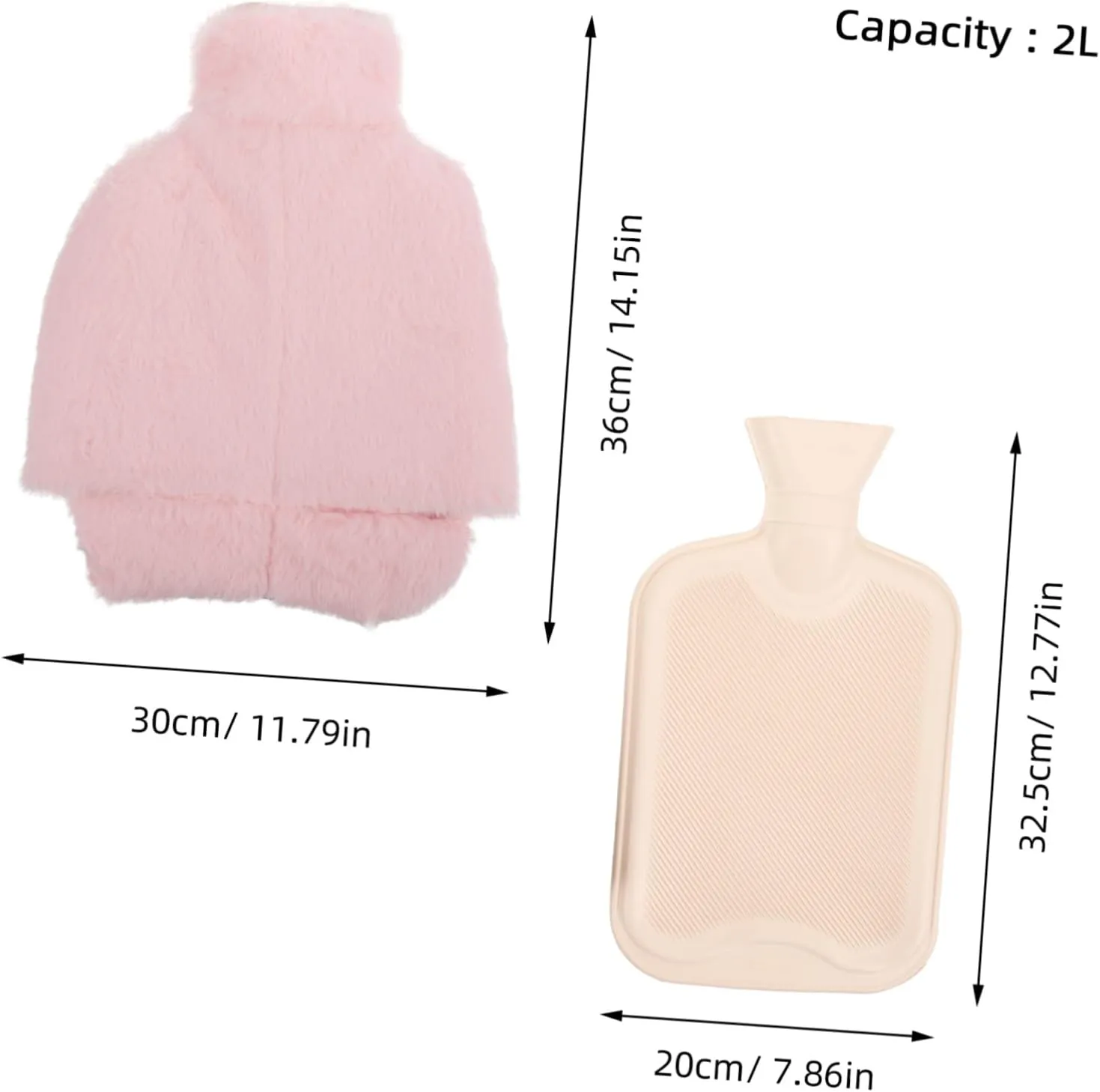 Warm Water Bottle with Plush Cover Refillable Hot Water Bag Detachable Washable Foot Warmer for Home Use Leakproof Insulated Design for Comfortable Winter Feet