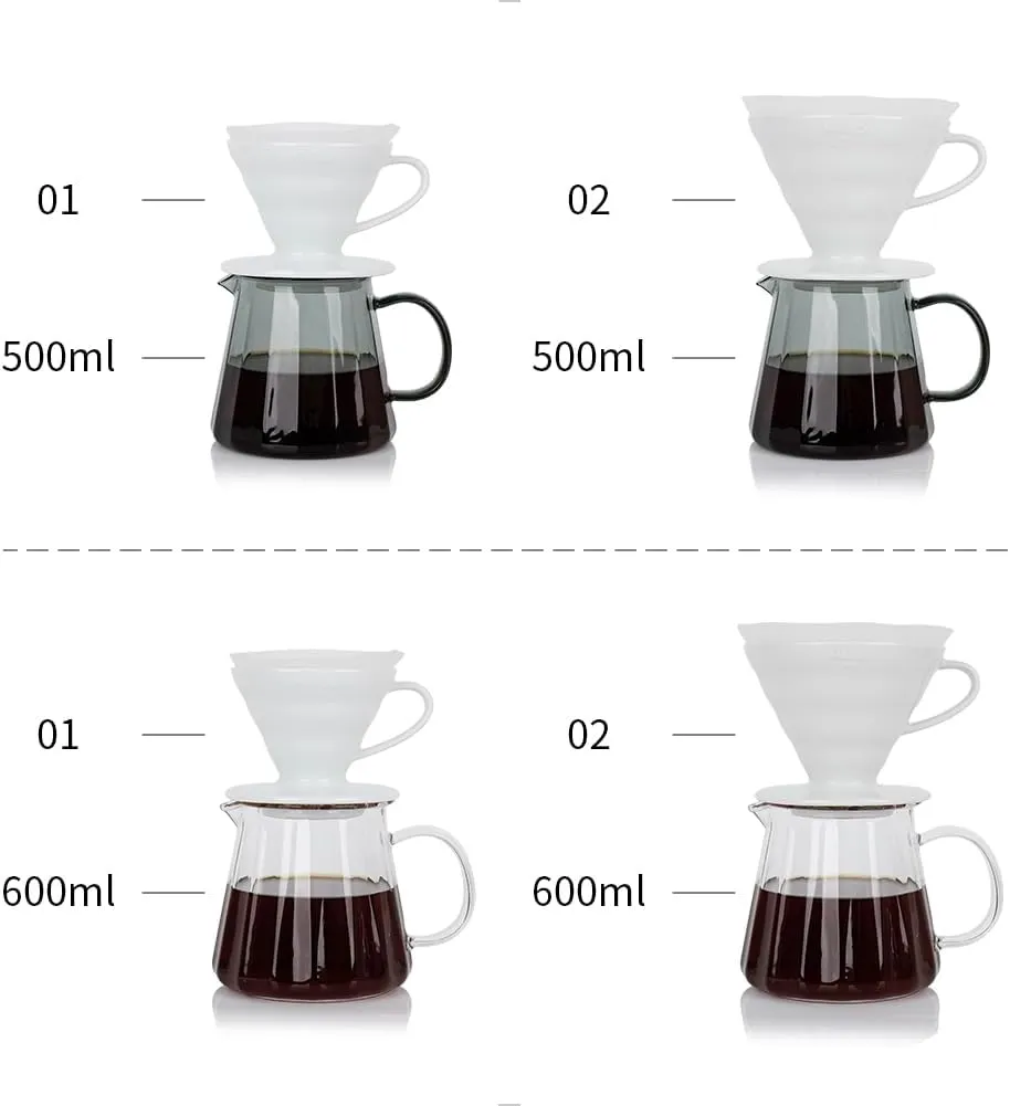 watchget Glass Coffee Carafe 500ml/17oz - Heat Resistant Thin Borosilicate Coffee Server, Clear Pour Over Coffee Pot Maker, Ideal for Home, Office, and Café