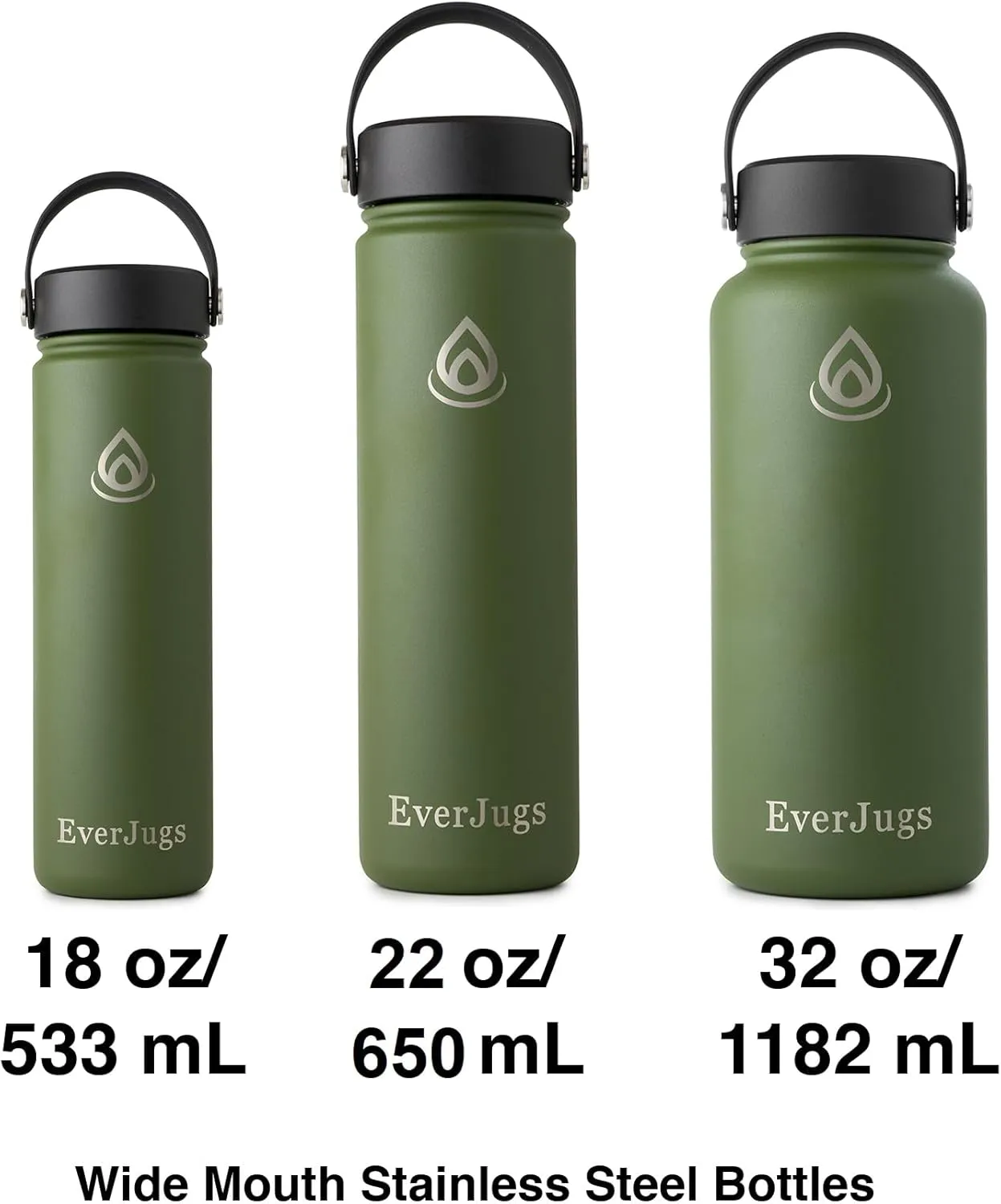 Water Bottle - 32 Oz, Wide Mouth, Premium Stainless Steel Bottle with Grip Cap, Double Walled Vacuum Insulated, Thermo Mug, Metal Flask, Leak Proof, Eco-Friendly