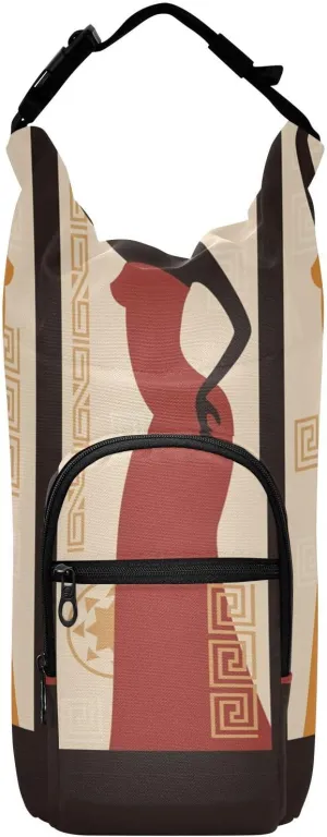 Water Bottle Sling Sleeve Bag, Bottle Carrier Holder Case Cover with Removable Strap Travel Mug Cup Storage with Pockets Print Afro Black Woman Classic African American Women