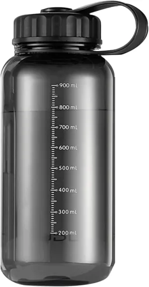 Water Bottles 37.2oz Large Capacity High Temperature Resistant Sports Water Bottle, Boys Summer Plastic Water Bottle With Scale For Fitness Gym Outdoor Activities ( Color : Black , Size : 37.2oz )
