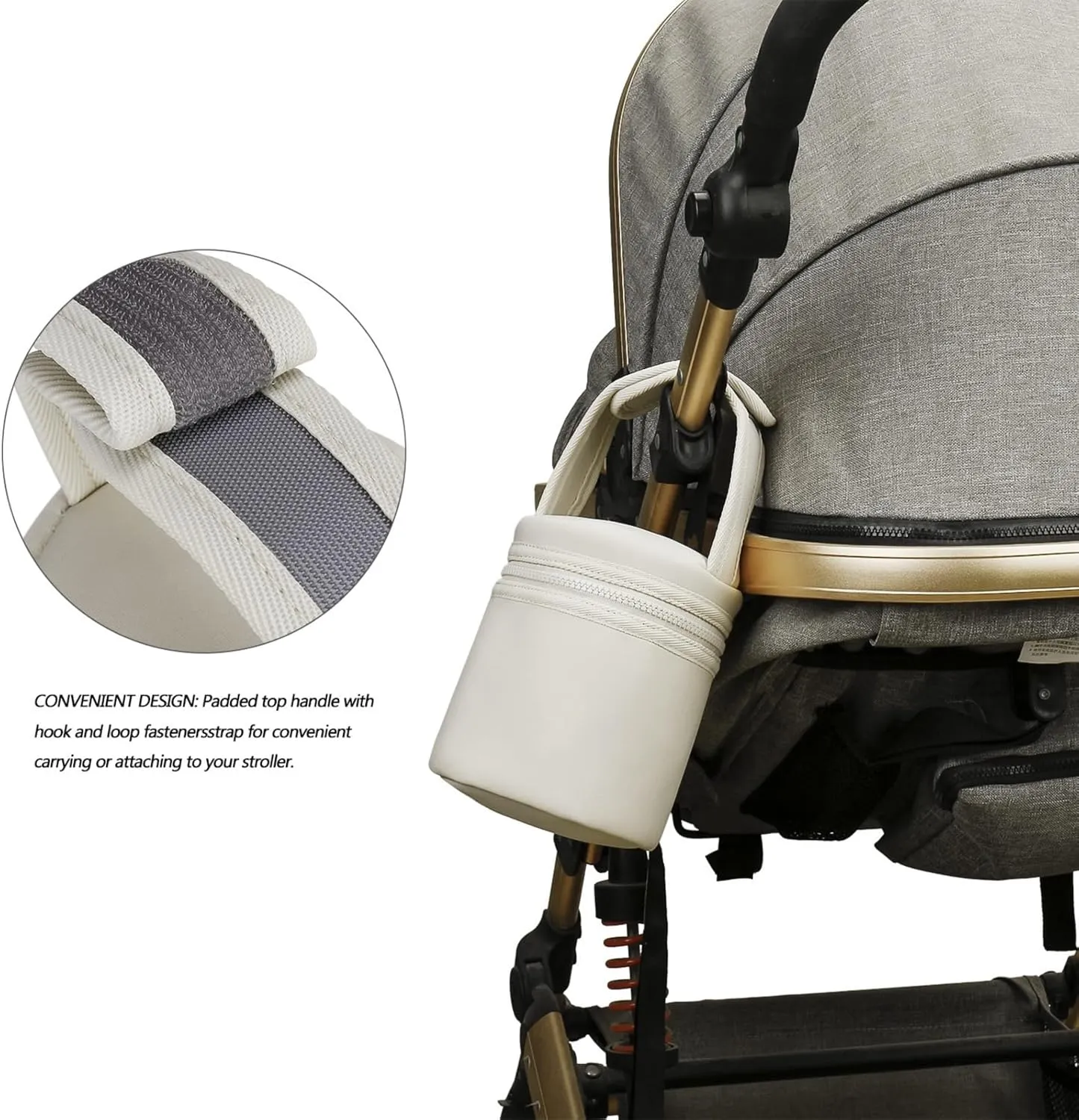 Watertight Insulated Baby Bottle Storage Bag Thermal Baby Bottle Holder Bag Easy Carry for Travel & Outdoor Activity, Heather Grey, 12.5*15.5cm