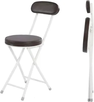WCH Foldable Chairs - 2 Pieces, Portable Dining Chair, Foldable Stool with PU Leather Backrest for Outdoor Camping Kitchen (Color:Brown)