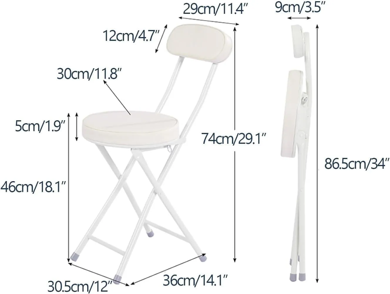 WCH Foldable Chairs - 2 Pieces, Portable Dining Chair, Foldable Stool with PU Leather Backrest for Outdoor Camping Kitchen (Color:Brown)