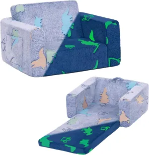 Welnow 2-in-1 Kids Sofa Chair, Glow in The Dark Convertible Toddler Chair Flip Out Children Sofa Chair Folding Kids Play Sofa with Side Pockets & Removable Cover Armrest Chair for Girl or Boy