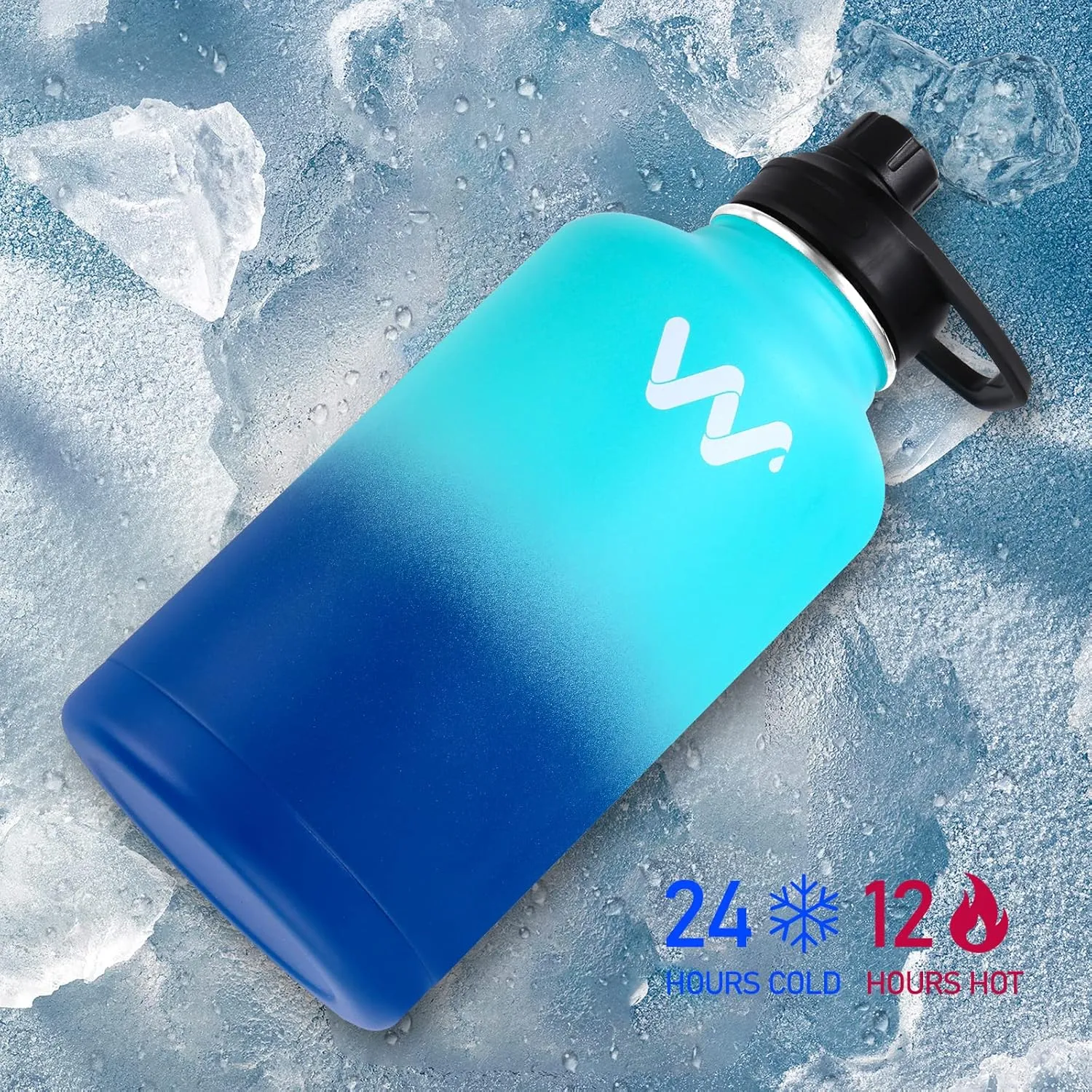 WEREWOLVES Insulated Water Bottle With Paracord Handles & Strap & Straw Lid & Spout Lid,Reusable Wide Mouth Vacuum Stainless Steel Water Bottle for Adults 24 oz, 32 oz, 40 oz