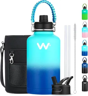 WEREWOLVES Insulated Water Bottle With Paracord Handles & Strap & Straw Lid & Spout Lid,Reusable Wide Mouth Vacuum Stainless Steel Water Bottle for Adults 24 oz, 32 oz, 40 oz