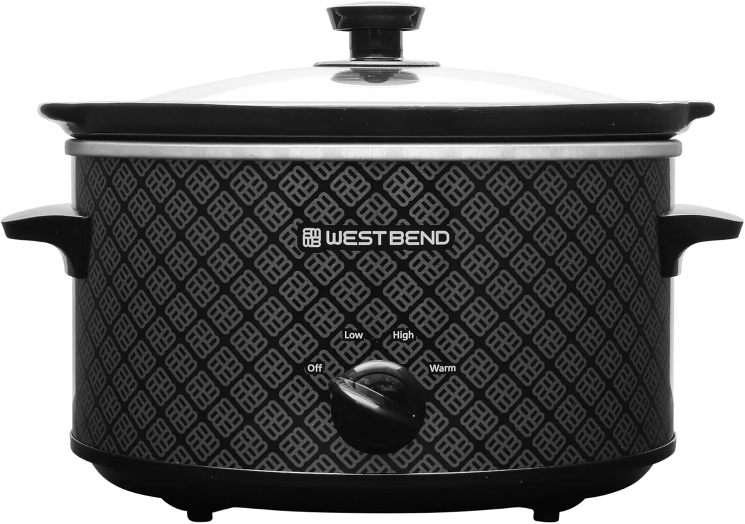 West Bend Slow Cooker 4-Quart Manual Crockery Style with Dishwasher Safe Oval Ceramic Crockpot and Glass Lid Two Temperature Settings Plus Keep Warm, 210-Watts, Black