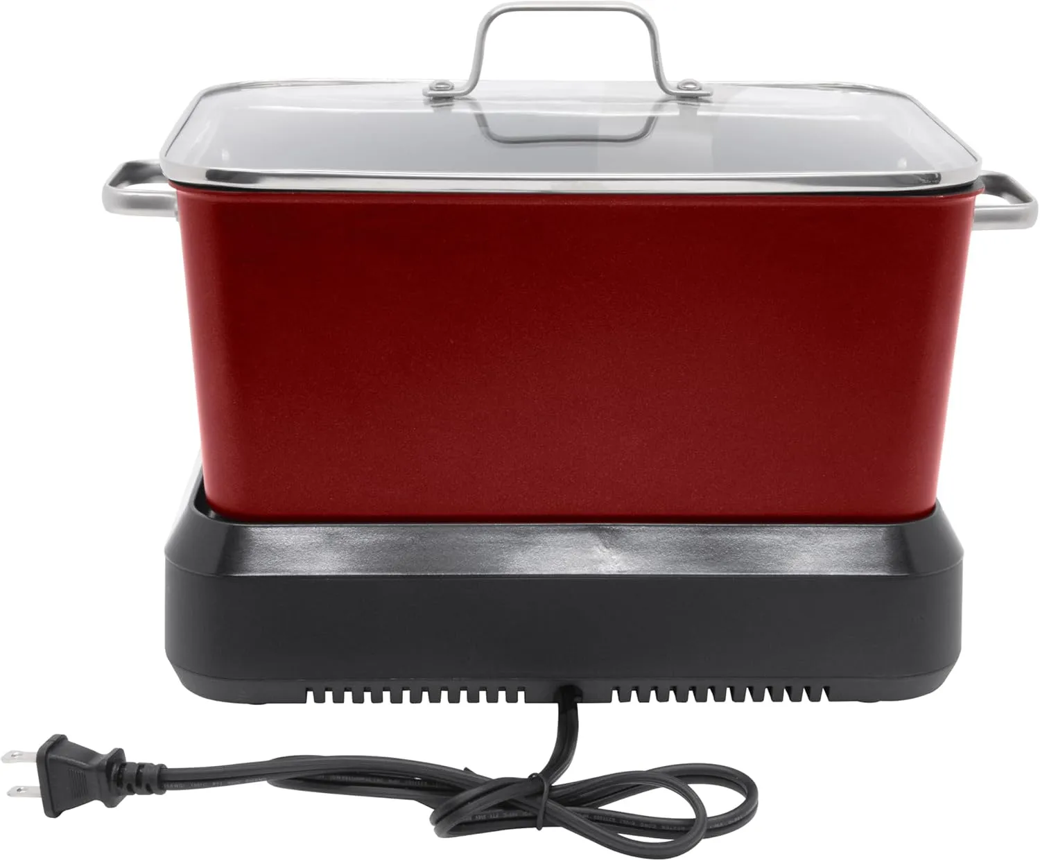 West Bend Versatility Plus Slow Cooker, Large-Capacity Non-Stick Multicooker with Variable Temperature Control, 20 Cooking Functions, 6-Quart, Red