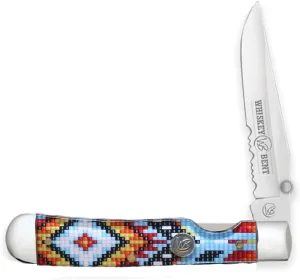 WHISKEY BENT HAT CO. Locking Trapper Folding Pocket Knife 4.125" Closed Length 440C Stainless Steel Blades Serrated (Wapi)